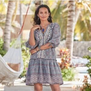 Sundance NWOT Zuri Discovery Mini Dress Blue Geometric small